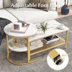 Set of 2 Nesting Coffee Table with Extra Storage Shelf