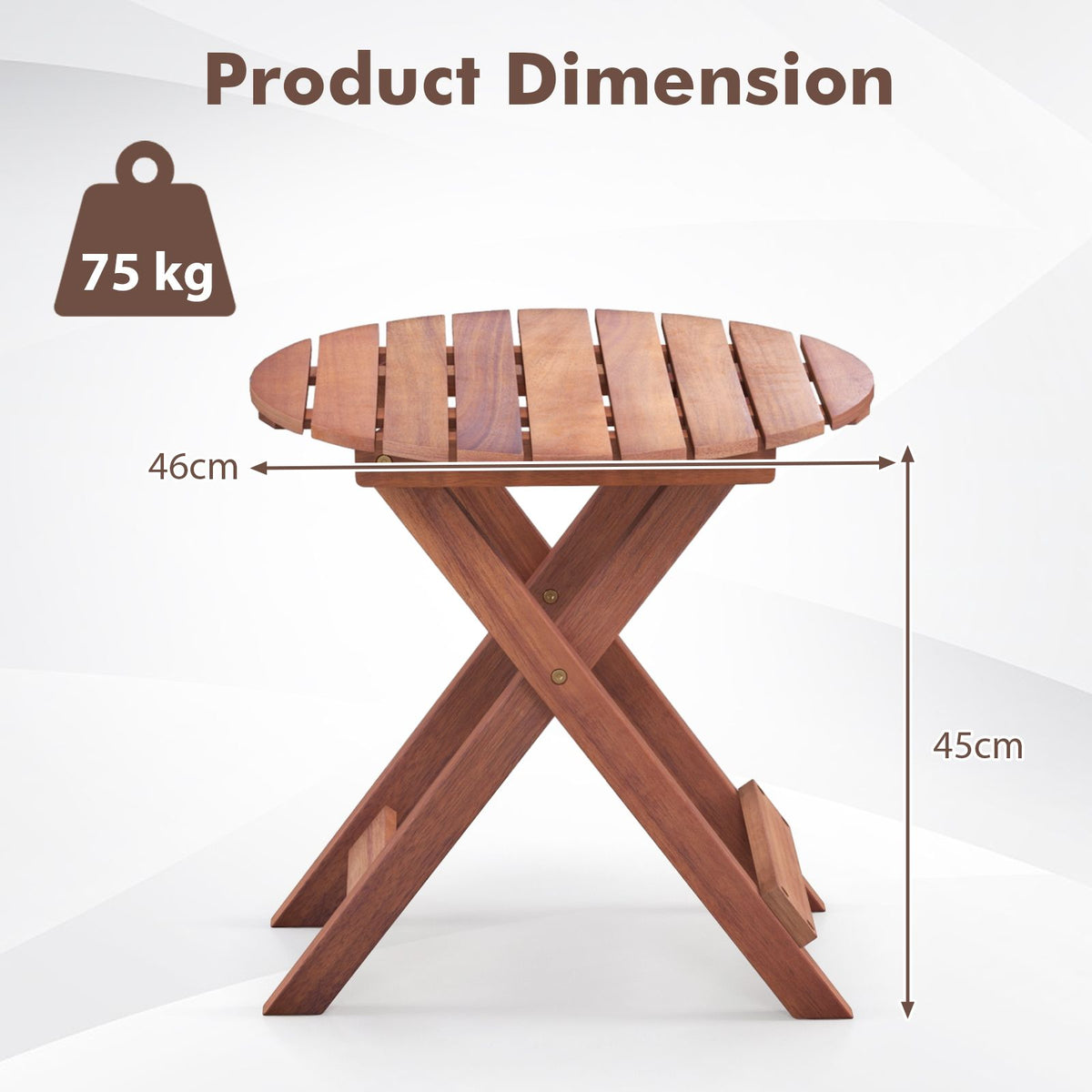 Wooden Side Table with Slatted Tabletop and Sturdy X-Shaped Frame