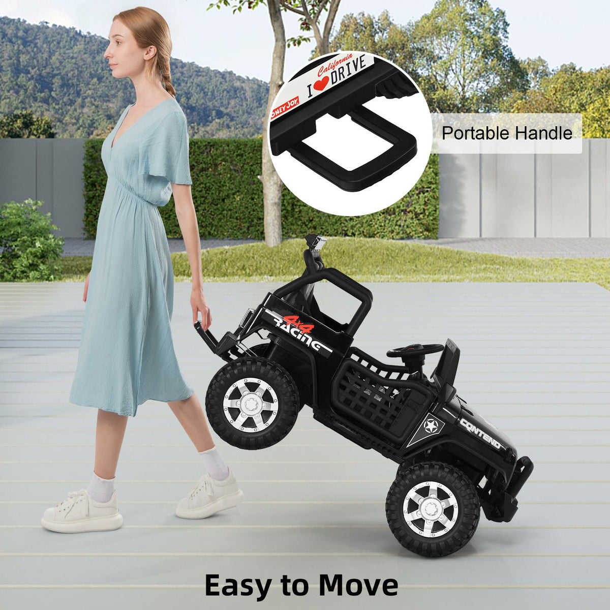 SEDOL 2-Seater Kids Ride-On Truck 12V Battery Powered Electric Car with Parental Remote Control Spring Suspension Rocking Mode and Bluetooth/USB Audio – 50kg Capacity