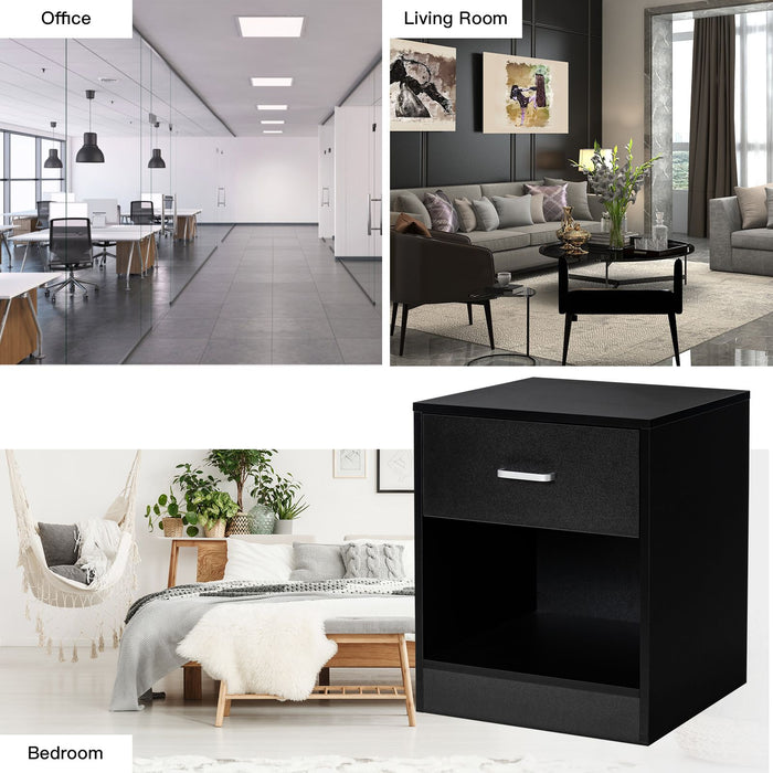 2-Tier Nightstand with Drawer and Open Component