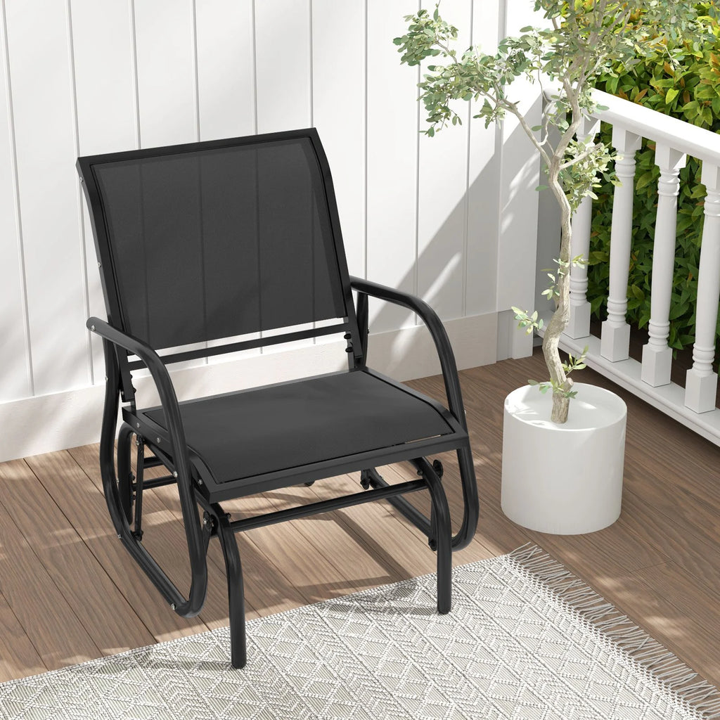 Glider Rocking Chair – Outdoor Swing Seat with Steel Frame & Breathable Fabric