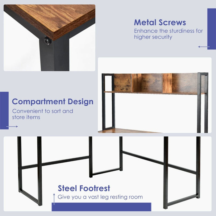 L-Shaped Corner Computer Desk with Storage Bookshelf