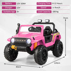 SEDOL 12V Parent-Child Ride-On Truck with 100kg High-Capacity Load High-Torque Dual Motors Parental Remote Control and Integrated Adult Seat with Folding Foot Pedals
