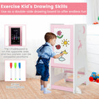 SEDOL 3-in-1 Montessori Learning Tower with Double-Sided Chalkboard & Whiteboard – Height-Adjustable Kitchen Helper Stool with Safety Rails and Anti-Tip Base
