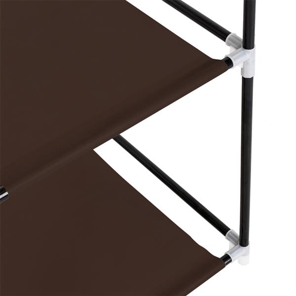 67" Portable Clothes Wardrobe – Fabric Closet with Hanging Rod (Dark Brown)