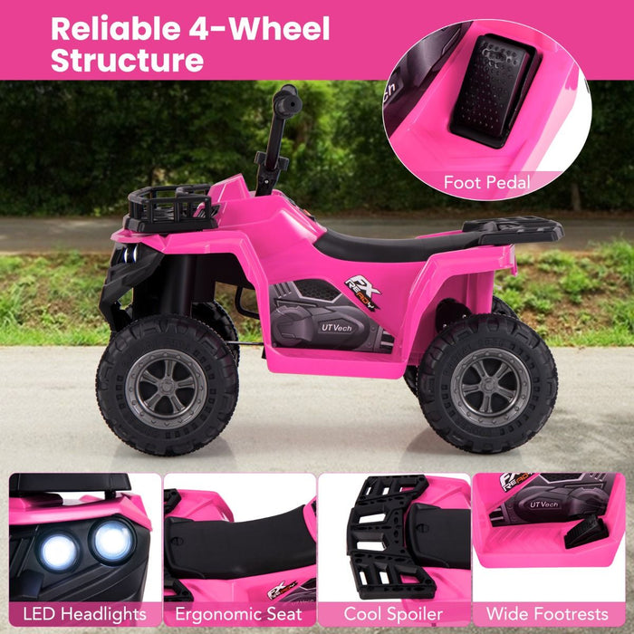 6V Kids Quad Ride-On – One-Button Start ATV with Tread Tires & MP3 Player