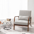 Modern Accent Chair with Lumbar Pillow and Rubber Wood Frame