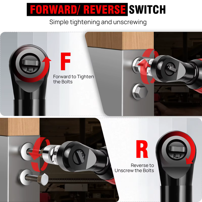 200Nm Cordless Ratchet Wrench – 3/8" 12V Electric Power Tool