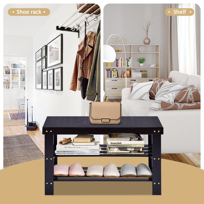 3-Tier Bamboo Shoe Bench for Entryway