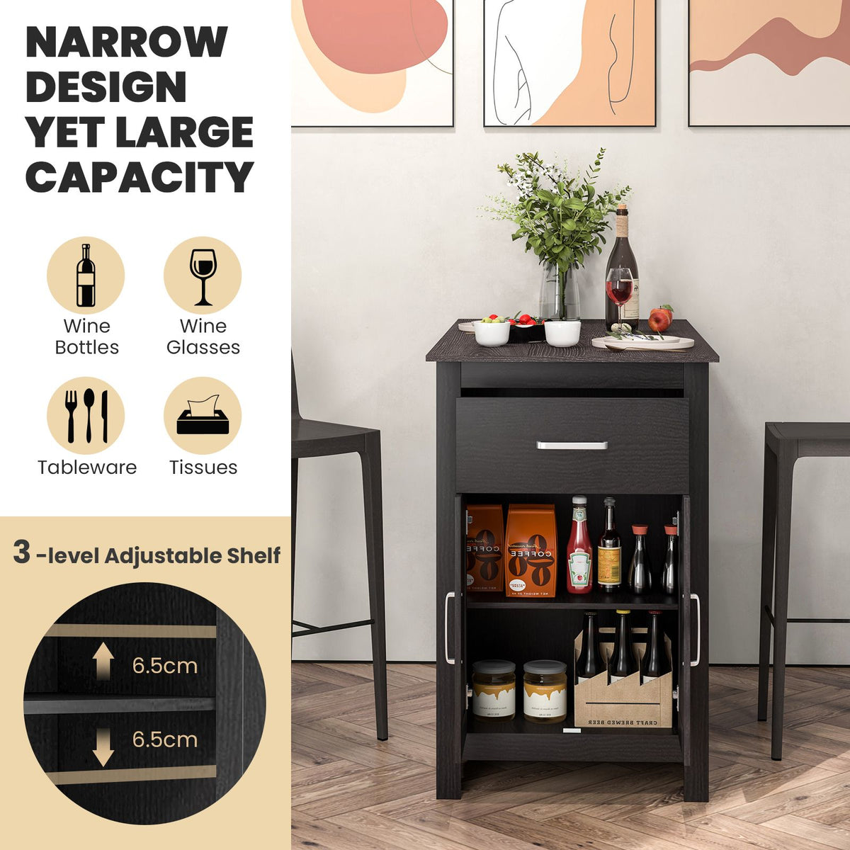 Counter Height Table with Storage Rectangular Pub Dining Table
