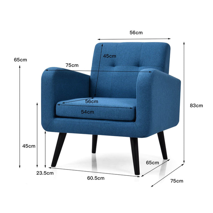 Mid-Century Modern Upholstered Accent Chair with Rubber Wood Legs