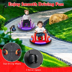 SEDOL 12V High-Performance Kids Bumper Car with 360° Rotation Parental Remote Control Wireless Bluetooth Audio and LED Light Show – 30kg Capacity