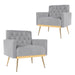 Modern Velvet Accent Chair with Button Tufted Back and Golden Metal Legs