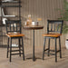 Set of 2 97Cm Swivel Rubber Wood Bar Stools with Backrest and Footrest