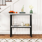 2-Tier Faux Marble Console Table for Entryway Living Room Bedroom