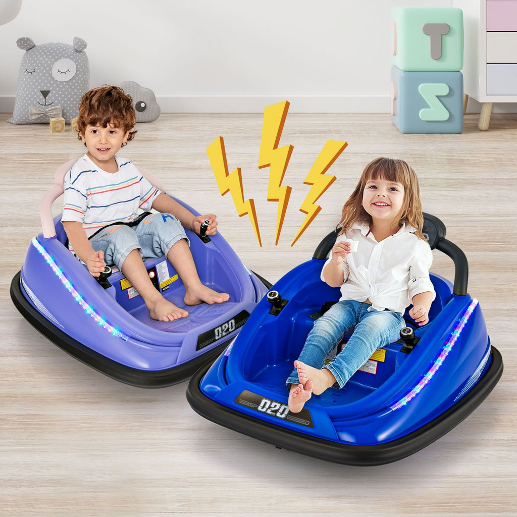 SEDOL 12V High-Performance Kids Bumper Car with 360° Zero-Turn Dual Joysticks 30m Parental Remote Override and Shock-Absorbing Elastic Bumper