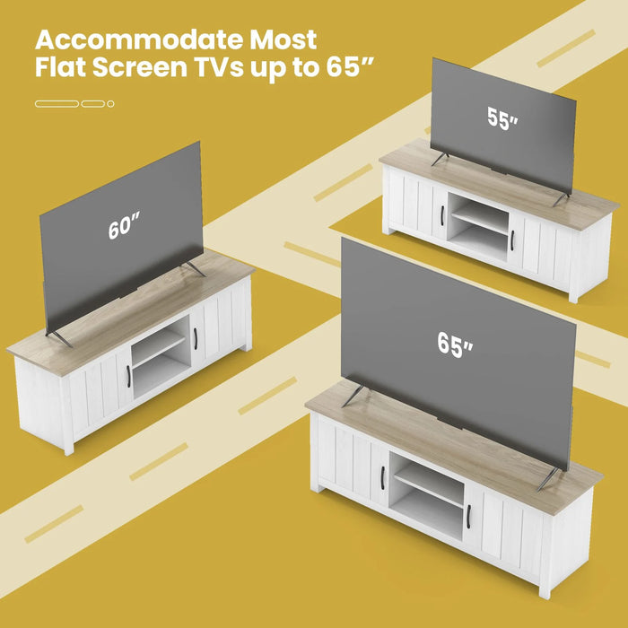 TV Stand with 2 Doors and Storage Shelves for Tvs up to 65 Inches