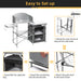 Camping Kitchen Table with Storage & Windscreen – Folding BBQ & Prep Station