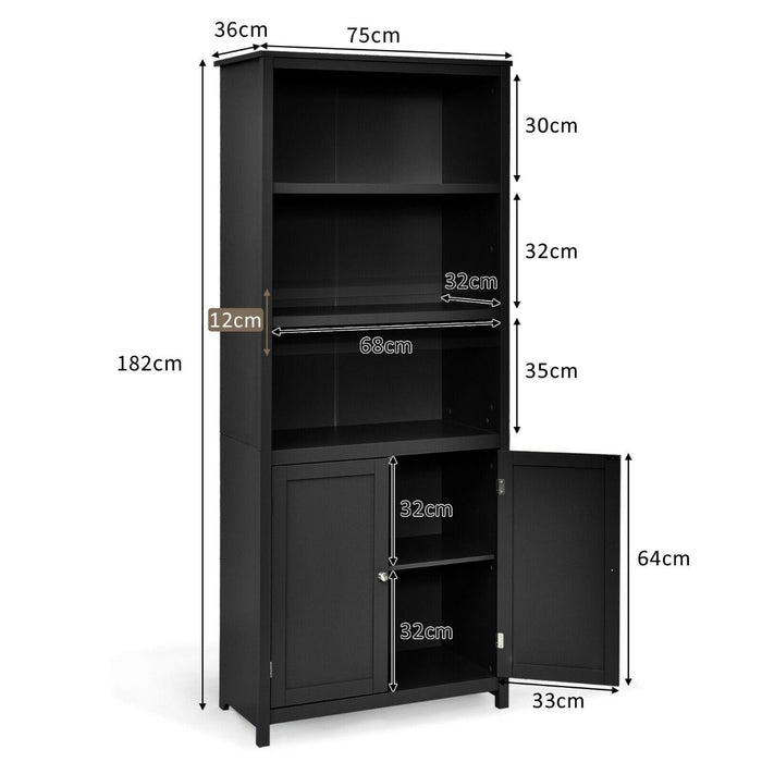 Wooden Tall Bookcase with 3-Tier Storage Cabinet