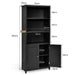 Wooden Tall Bookcase with 3-Tier Storage Cabinet