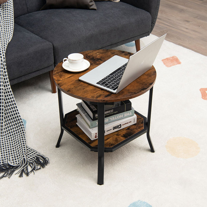 2-Tier Industrial round End Table