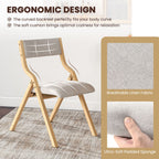 Folding Dining Chair Set of 2 with Solid Wood Frame and Padded Seat