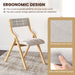 Folding Dining Chair Set of 2 with Solid Wood Frame and Padded Seat
