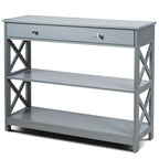 3-Tier Console Table with 1 Drawer and 2 Storage Shelves