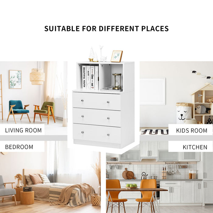 3-Drawer Dresser with 2 Open Compartments for Living Room Bedroom