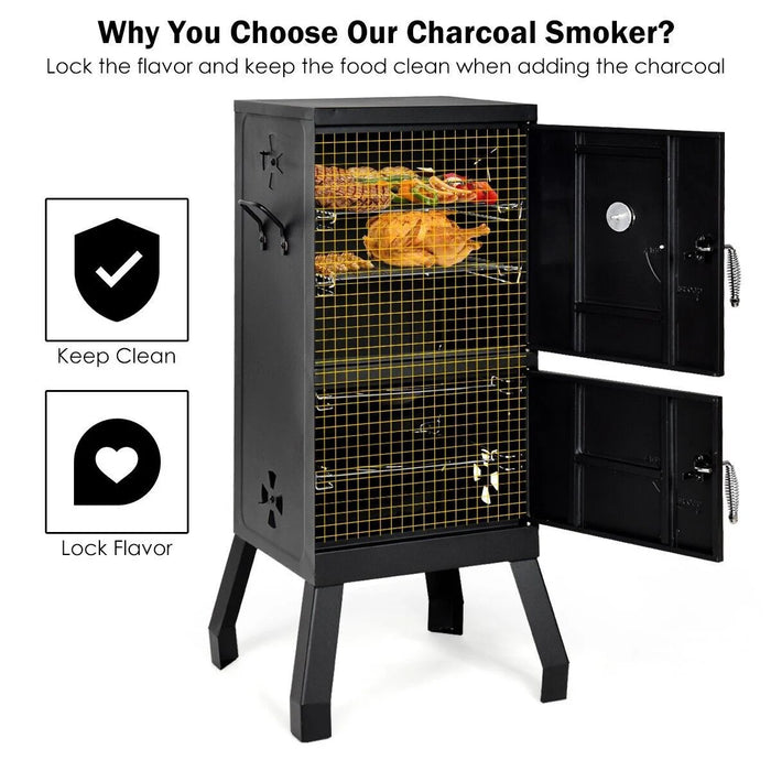 2-Layer Vertical Charcoal Smoker Oven