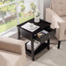 2 Pieces Wooden Nightstand with Drawer and Storage Shelf