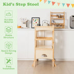 SEDOL Folding Montessori Learning Tower for Toddlers Space-Saving Height Adjustable Kitchen Helper Stool with Safety Latches and Full-Surround Guardrails