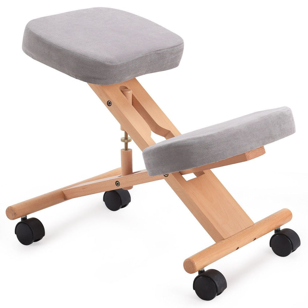 Wood Posture Stool with Angle and Height Adjustable for Gaming Computer Work