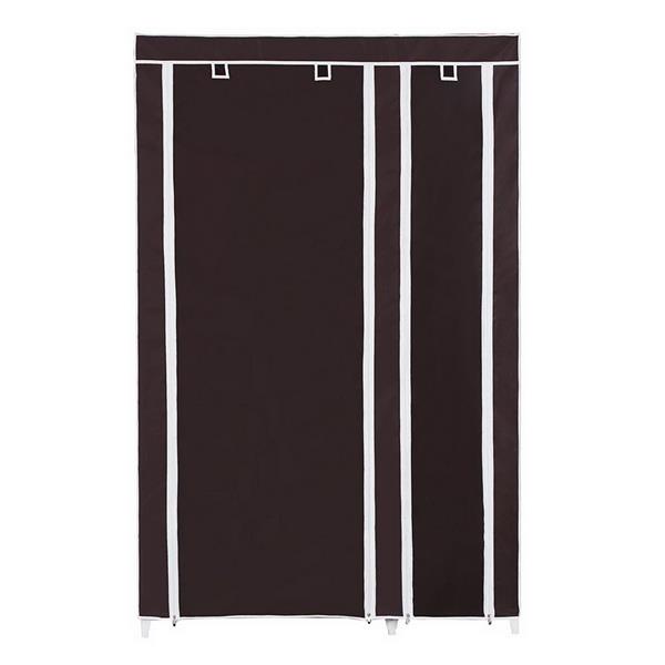 67" Portable Clothes Wardrobe – Fabric Closet with Hanging Rod (Dark Brown)