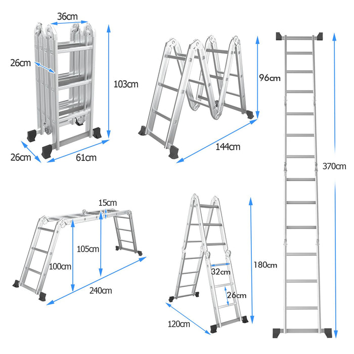 7-In-1 Folding Multi-Purpose Extension Aluminum Ladder