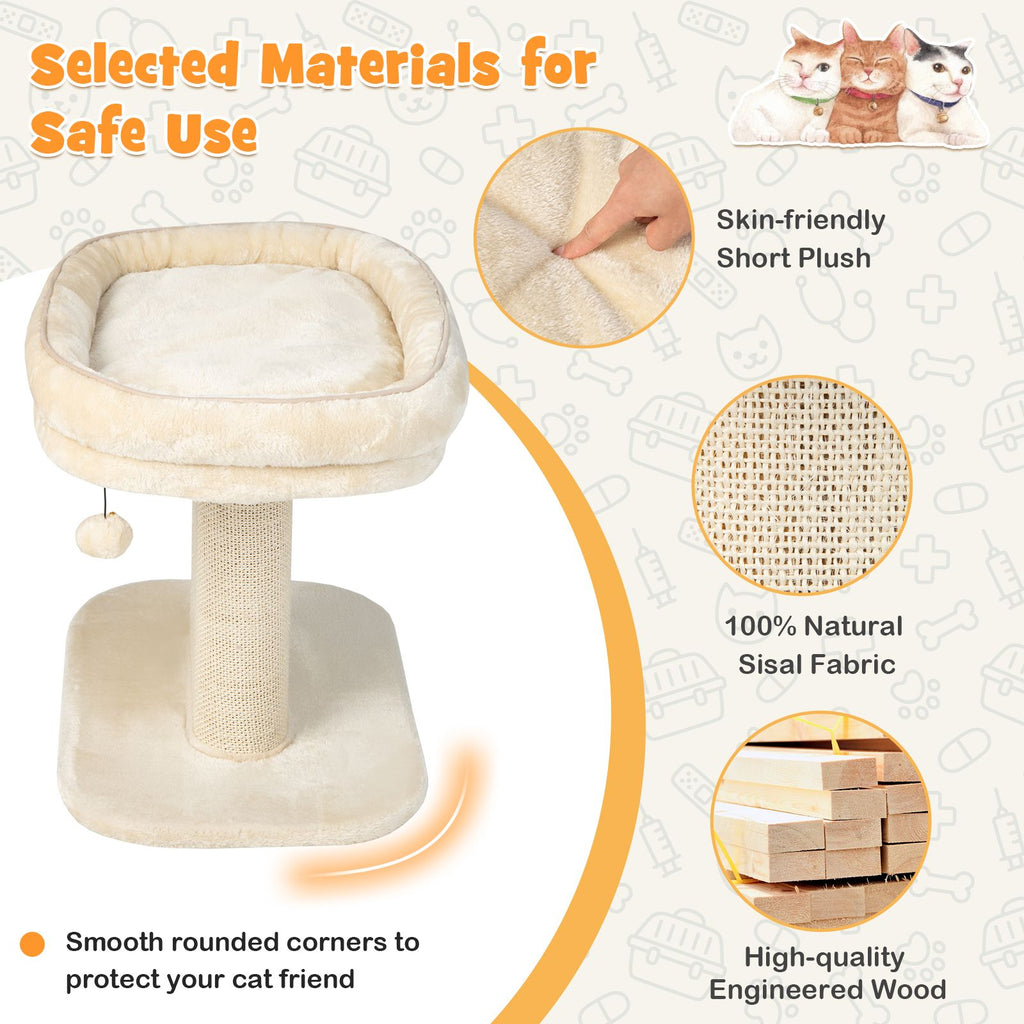 2-Tier Cat Tree with Sleeping Perch Sisal Scratching Plate and Ball