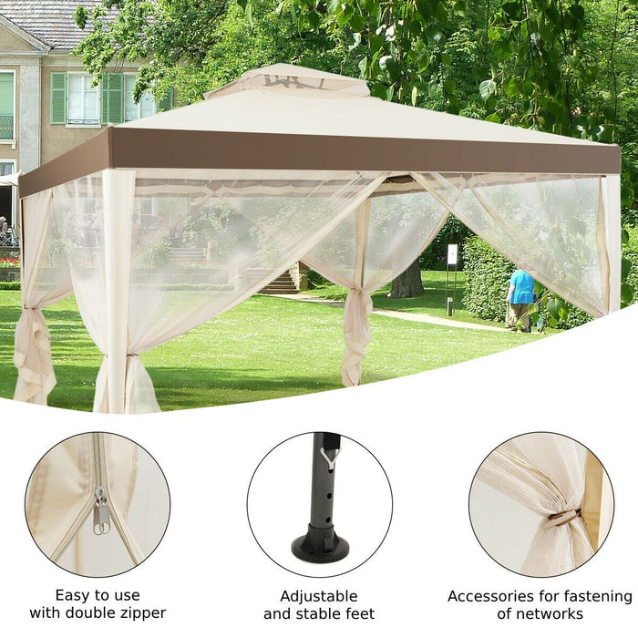 10x10ft Double-Tier Garden Gazebo with Vented Roof