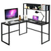 L-Shaped Corner Computer Desk with Storage Bookshelf
