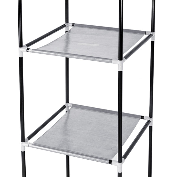 64" Portable Wardrobe – Foldable Clothes Storage Closet with Shelves & Hanging Rail (Grey)