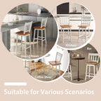 Set of 2 97Cm Swivel Rubber Wood Bar Stools with Backrest and Footrest