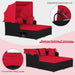 Rattan Daybed with Retractable Canopy, Cushions & Side Trays