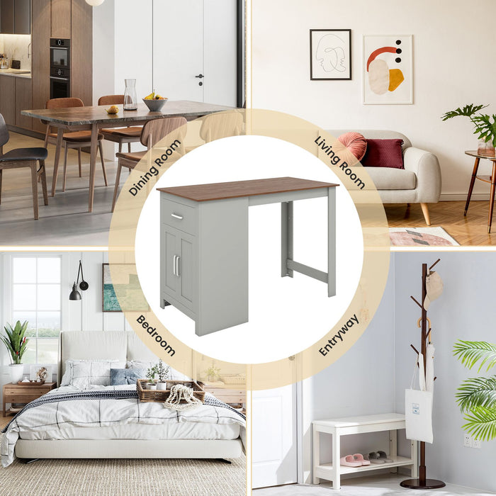 Counter Height Table with Storage Rectangular Pub Dining Table