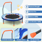 SEDOL 90cm Folding Mini Trampoline for Kids | Silent Springless Rebounder with LED Sensory Lights & Padded Safety Cover | Heavy-Duty Toddler Bouncer with Foam Handle for Indoor and Outdoor Play