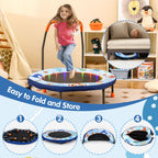SEDOL 90cm Folding Mini Trampoline for Kids | Silent Springless Rebounder with LED Sensory Lights & Padded Safety Cover | Heavy-Duty Toddler Bouncer with Foam Handle for Indoor and Outdoor Play