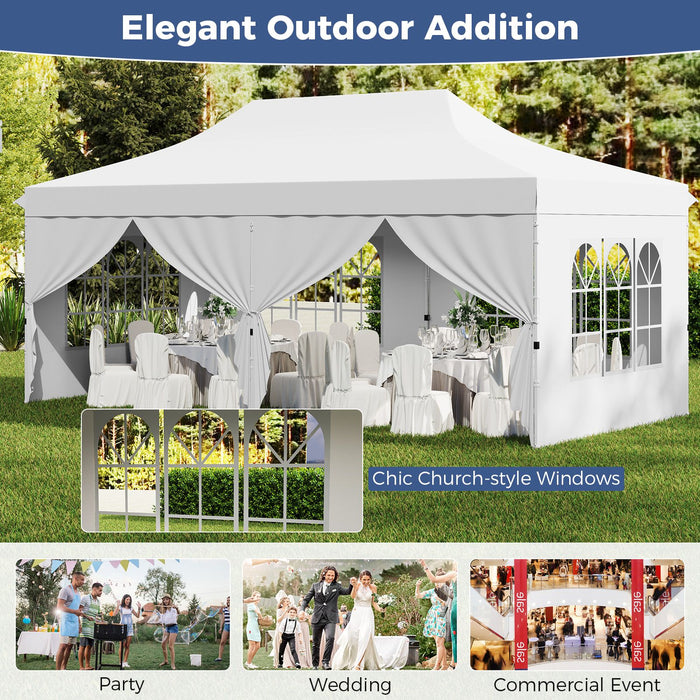 Pop-Up Canopy Gazebo Tent with 6 Removable Sidewalls & Carry Bag