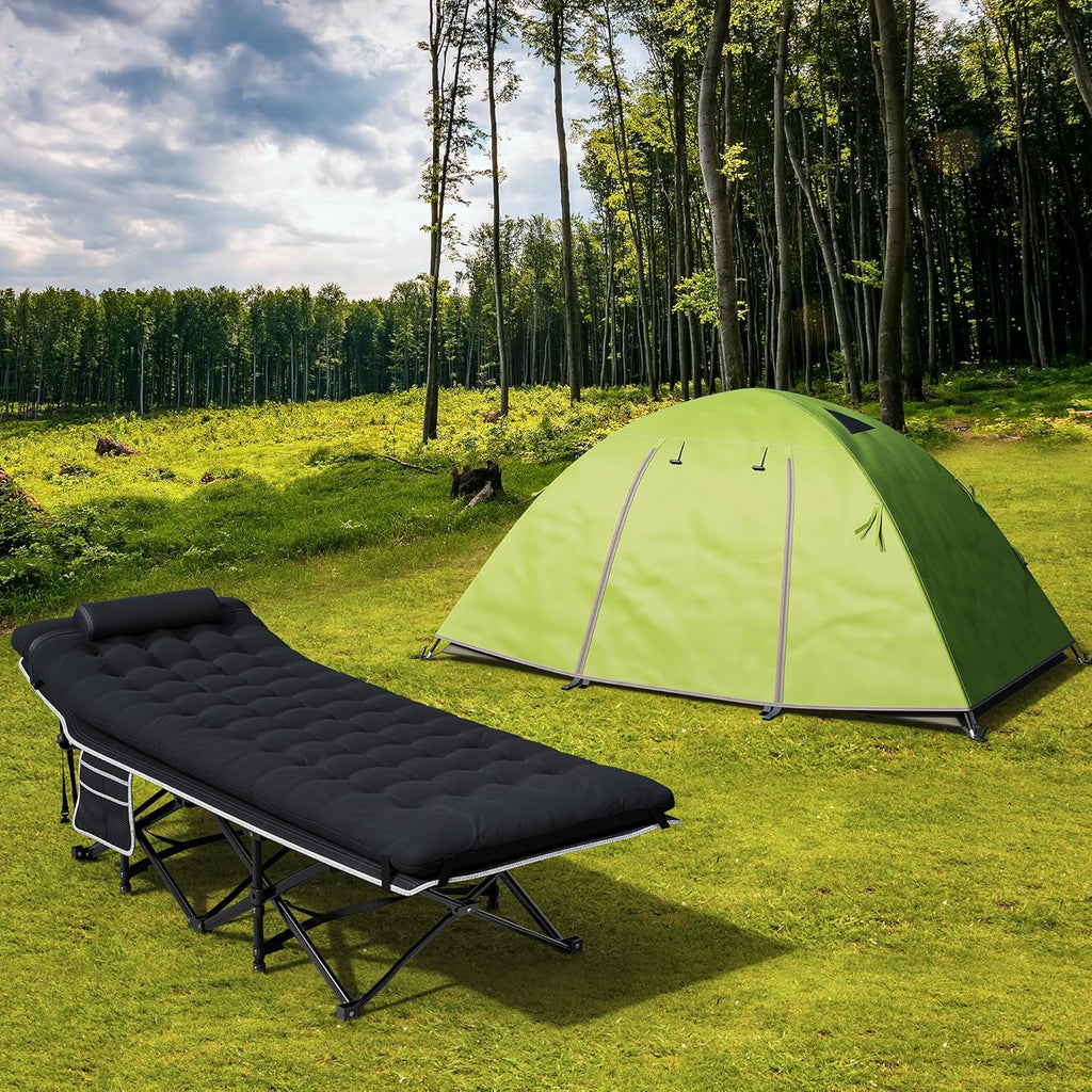 SEDOL Heavy-Duty Folding Camping Bed for Adults | 250KG Load Capacity Sturdy Camp Cot with Extra Thick Removable Mattress | Double-Layer 1200D Oxford Fabric Sleeping Bed for Travel Office and Outdoor