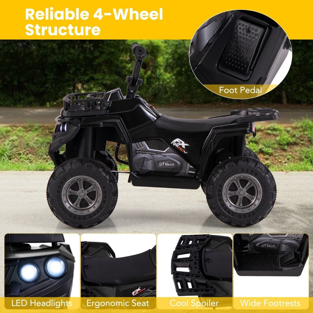 6V Kids Quad Ride-On – One-Button Start ATV with Tread Tires & MP3 Player