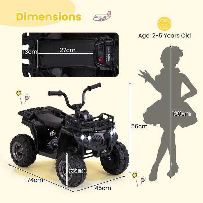 6V Kids Quad Ride-On – One-Button Start ATV with Tread Tires & MP3 Player