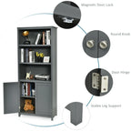 Wooden Tall Bookcase with 3-Tier Storage Cabinet