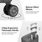 4-Piece Luggage Set with Handbags & Toiletry Kit – Durable Hard Shell Suitcases 18"/20"/24"/28" with Spinner Wheels, Travel Tote & Wash Bag – Dark Grey
